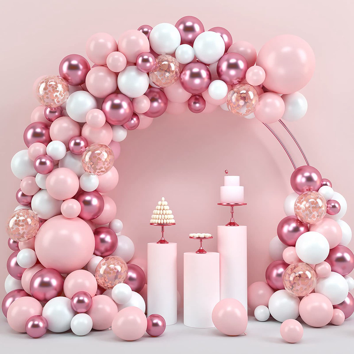 Wedding Supply Kit - Pink Macaron Balloons Garland Arch Kit
