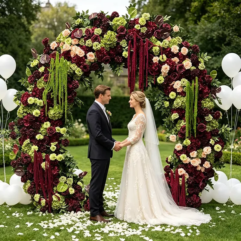Burgundy Sage Green Trailing T - đánh giá và giá Wedding Arch Flower