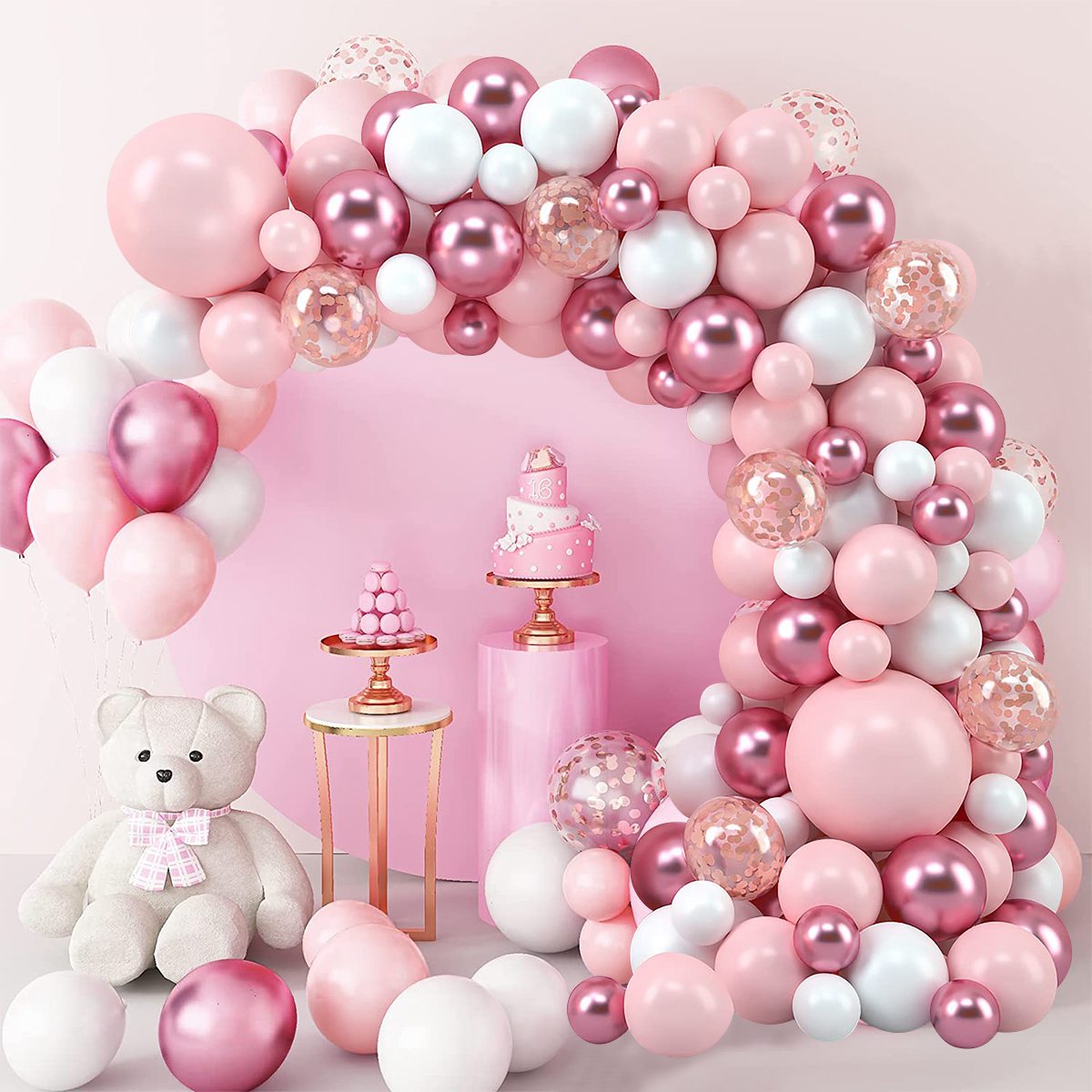 Pink Macaron Balloons Garland  - đánh giá và giá Wedding Supply Kit