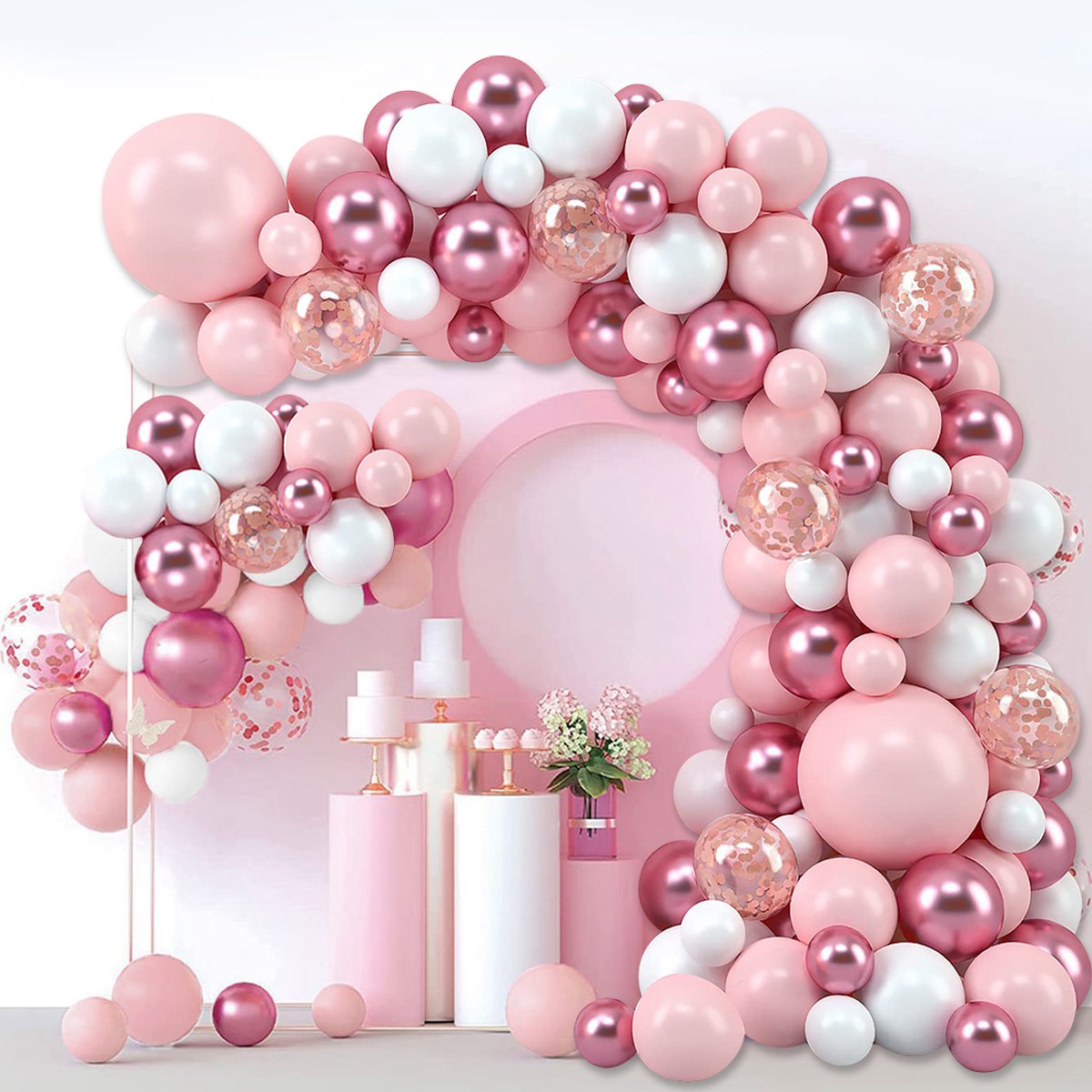 Pink Macaron Balloons Garland  - đánh giá và giá Wedding Supply Kit