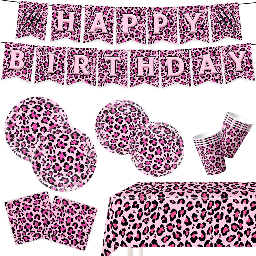 Pink Leopard Print Birthday Pa - đánh giá và giá Wedding Supply Kit