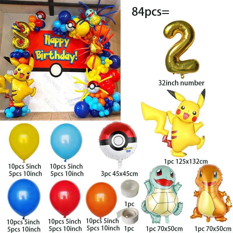 84pcs Pikachu Party Balloons G - đánh giá và giá Wedding Supply Kit