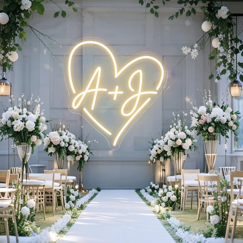 Custom Initials Heart LED Neon - đánh giá và giá Wedding Led