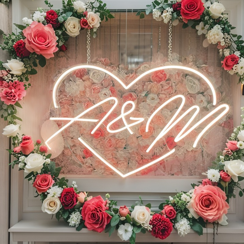 Custom Initials Heart LED Neon - đánh giá và giá Wedding Led