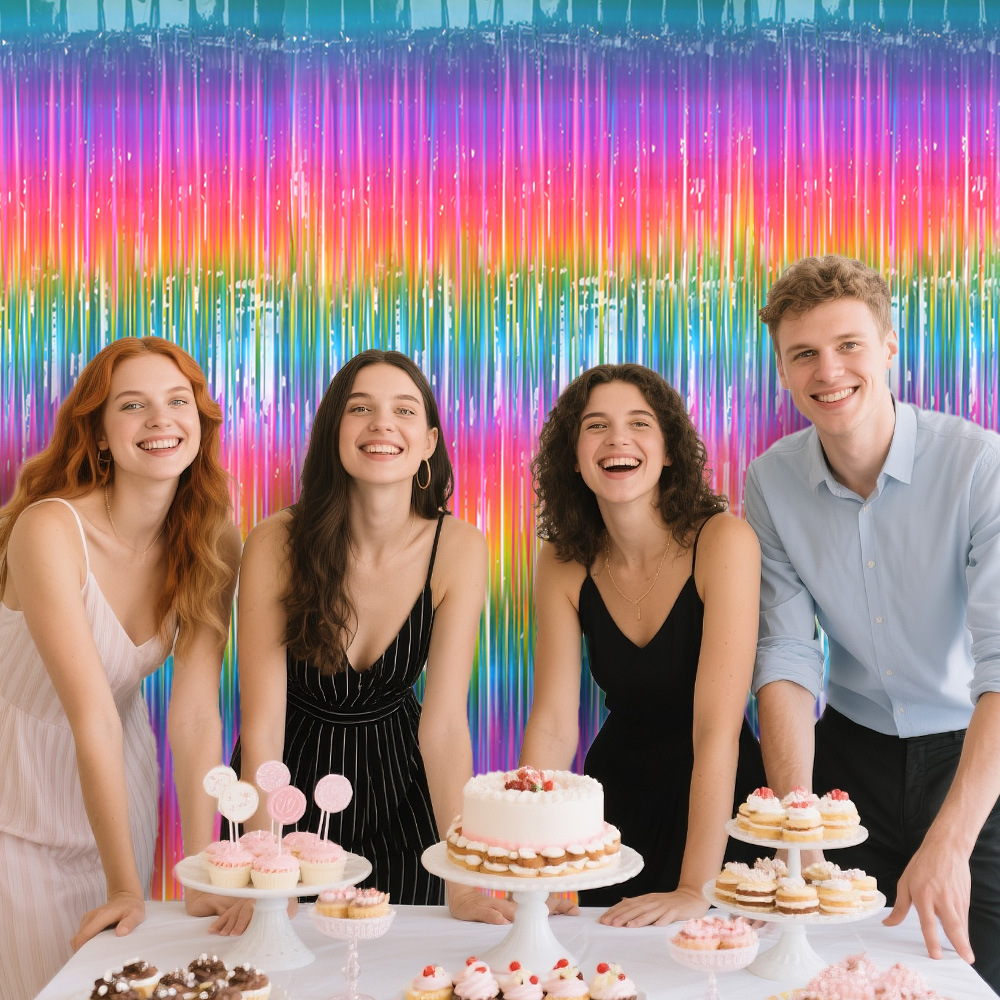 Rainbow Foil Fringe Curtain Ma - đánh giá và giá Wedding Backdrop Curtain