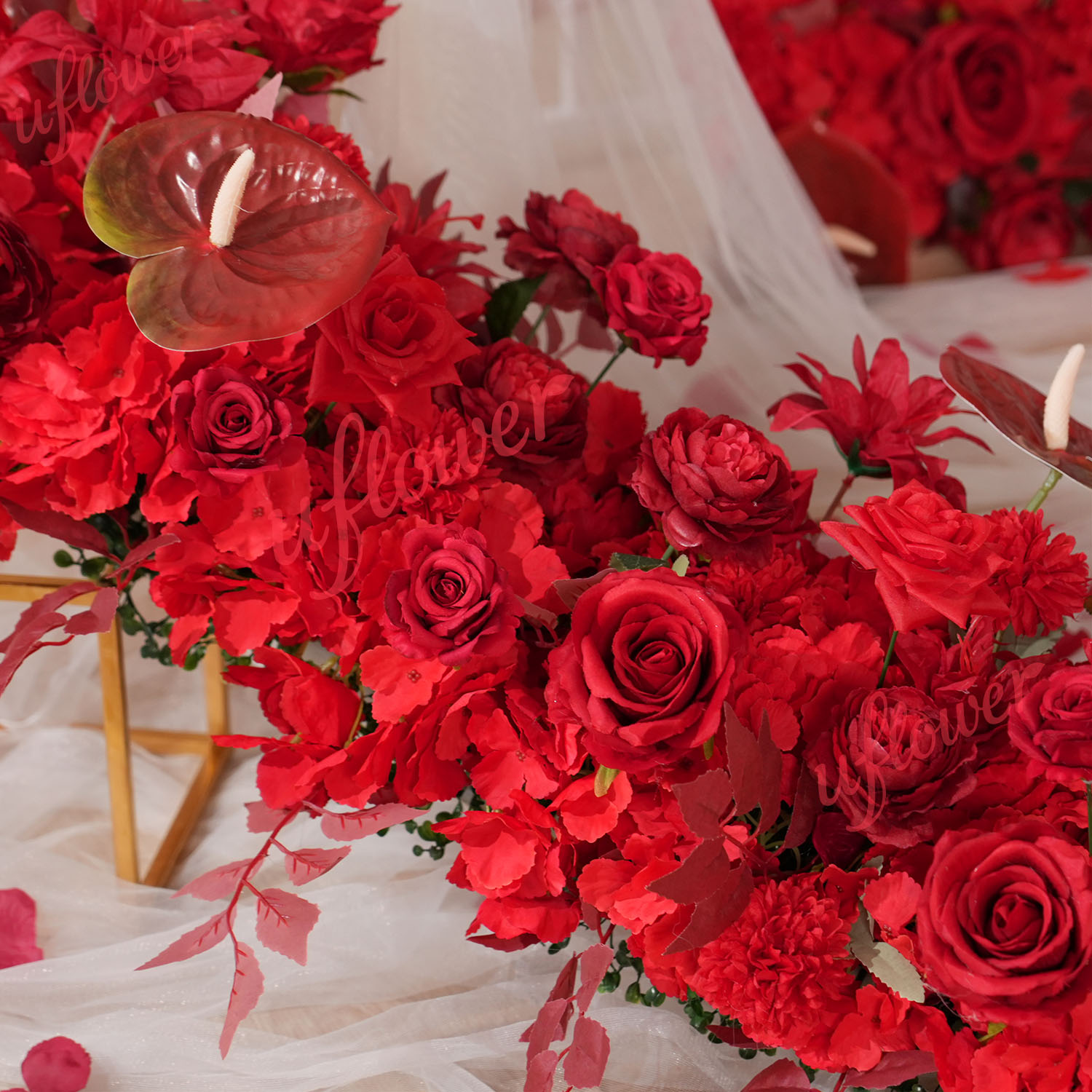 Uflower Red Flower Row Wedding - đánh giá và giá Wedding Arch Flower