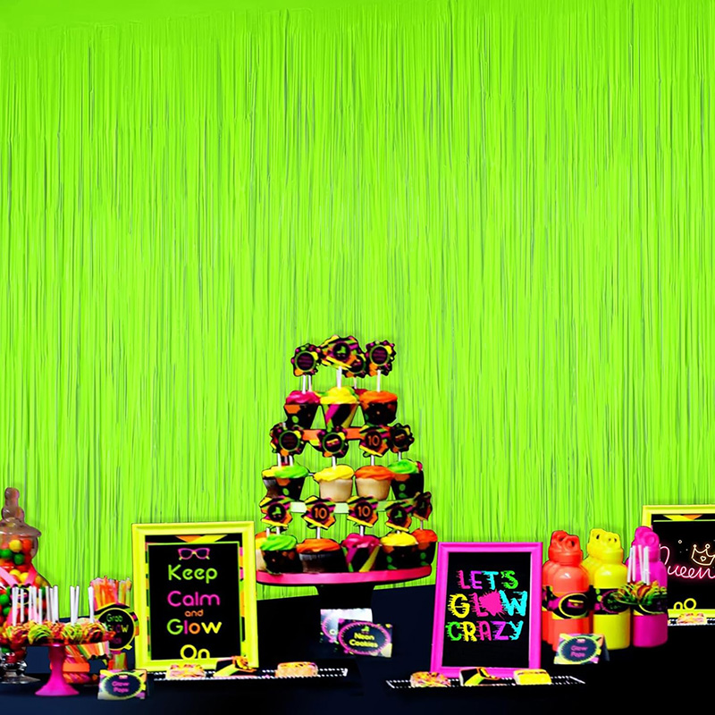 Glow Party Neon Foil Fringe Cu - đánh giá và giá Wedding Backdrop Curtain