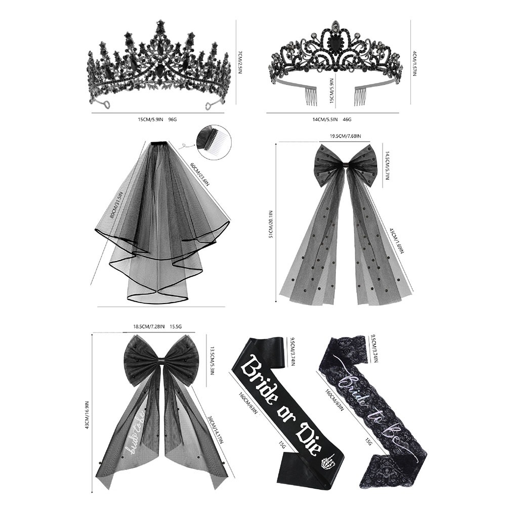 3pcs Gothic Black Bachelorette - đánh giá và giá Bride Tribe Sash