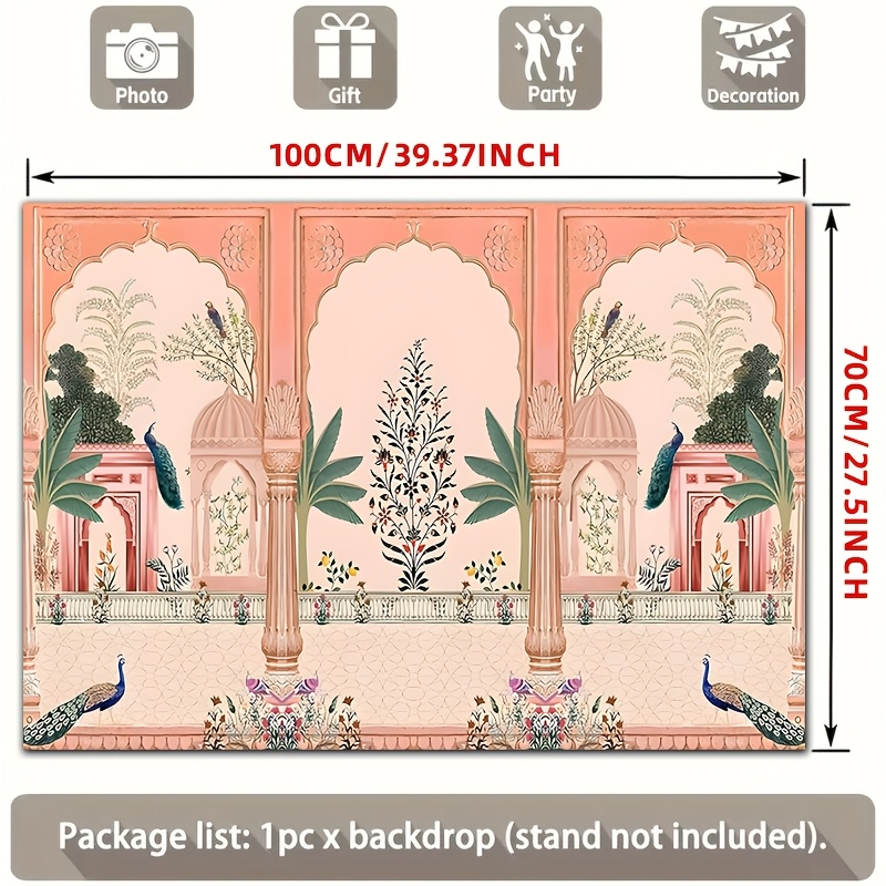 Ornate Mughal Floral Peacock B - đánh giá và giá Wedding Backdrop Curtain