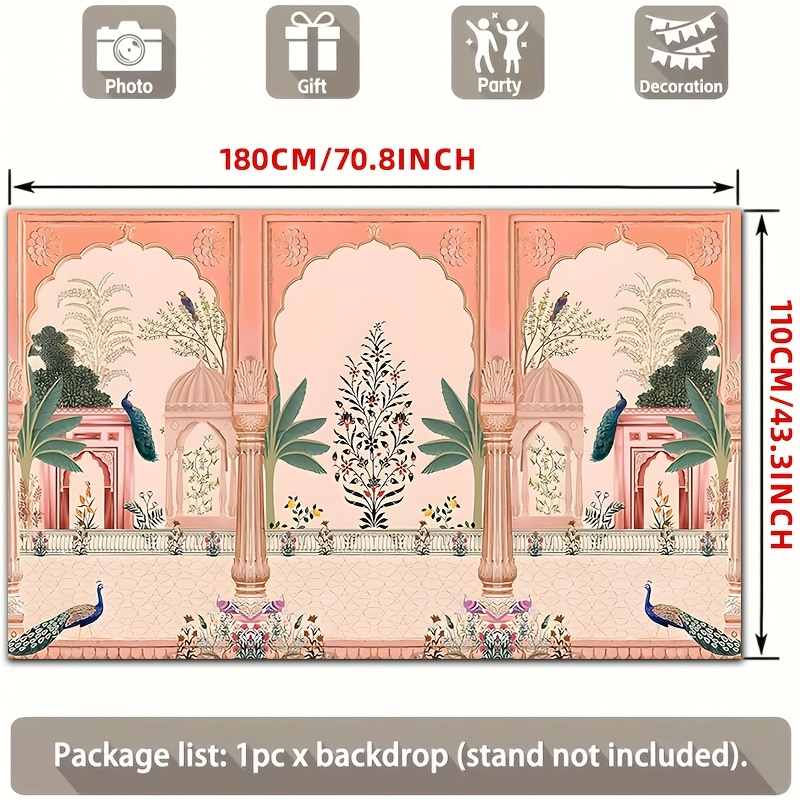 Ornate Mughal Floral Peacock B - đánh giá và giá Wedding Backdrop Curtain