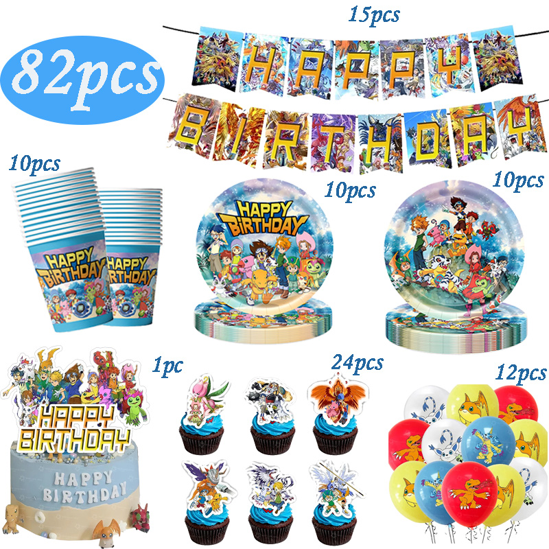 Digimon Themed Birthday Party  - đánh giá và giá Wedding Supply Kit