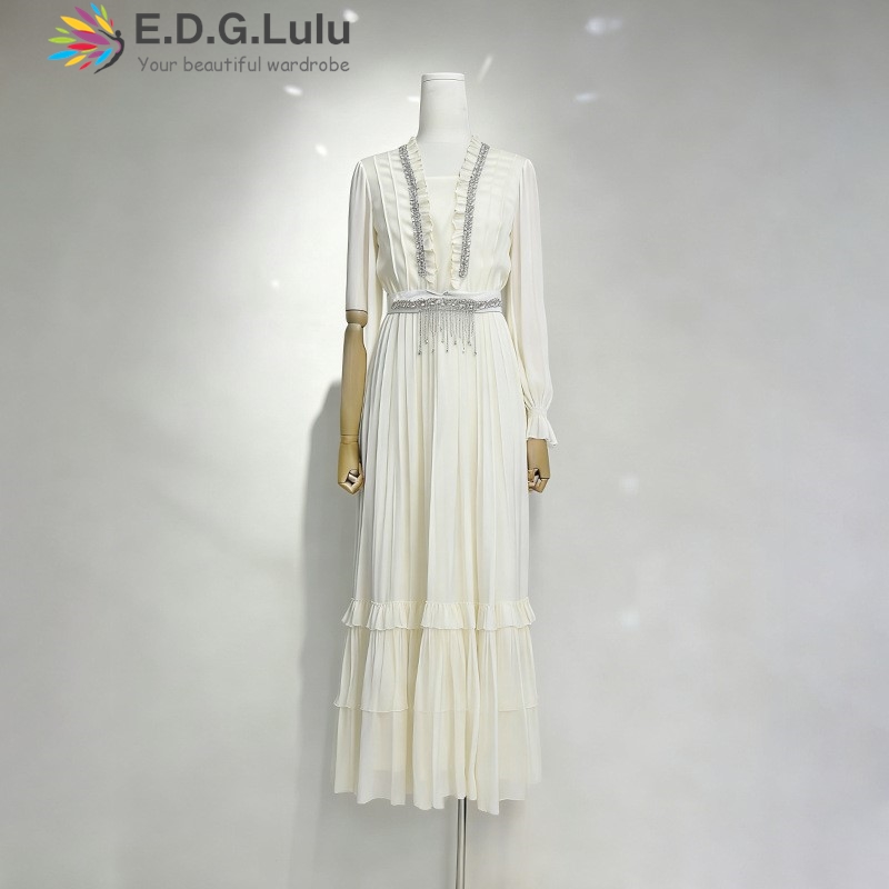 EDGLuLu Elegant White Chiffon  - đánh giá và giá Wedding Lulu